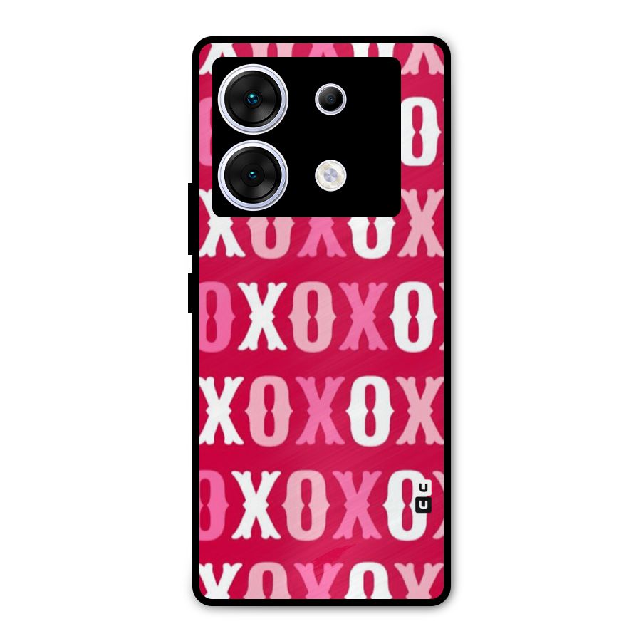 Pink White Xoxo Metal Back Case for Infinix Zero 30 5G