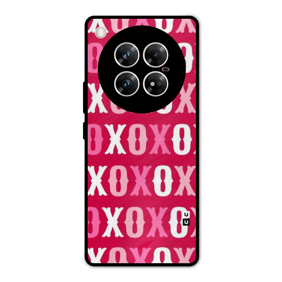Pink White Xoxo Metal Back Case for Infinix Zero 40 5G
