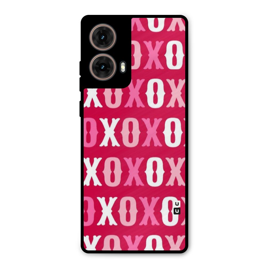 Pink White Xoxo Metal Back Case for Moto G85