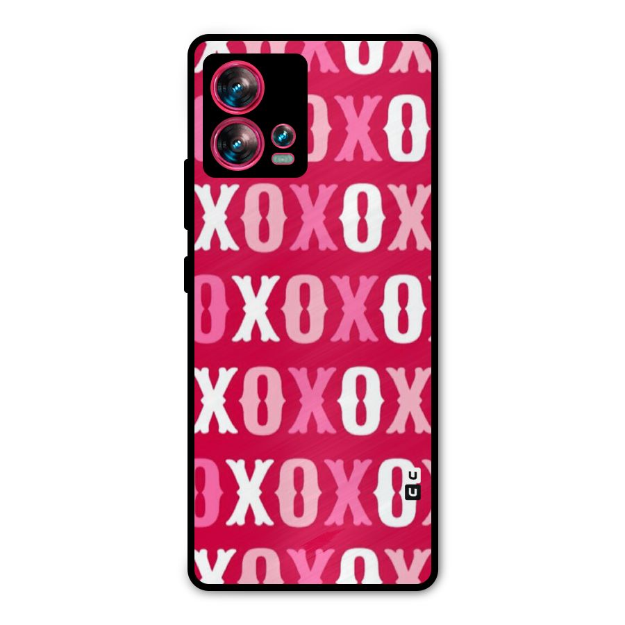 Pink White Xoxo Metal Back Case for Motorola Edge 30 Fusion