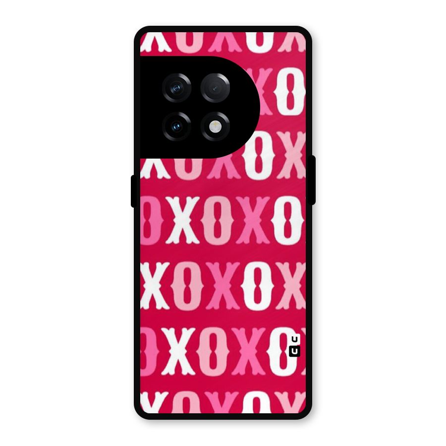 Pink White Xoxo Metal Back Case for OnePlus 11R
