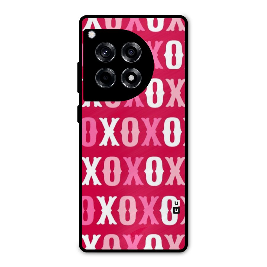Pink White Xoxo Metal Back Case for OnePlus 12R