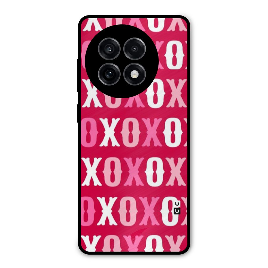 Pink White Xoxo Metal Back Case for OnePlus 13R