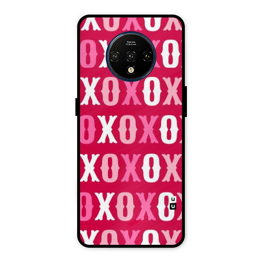 Pink White Xoxo Metal Back Case for OnePlus 7T