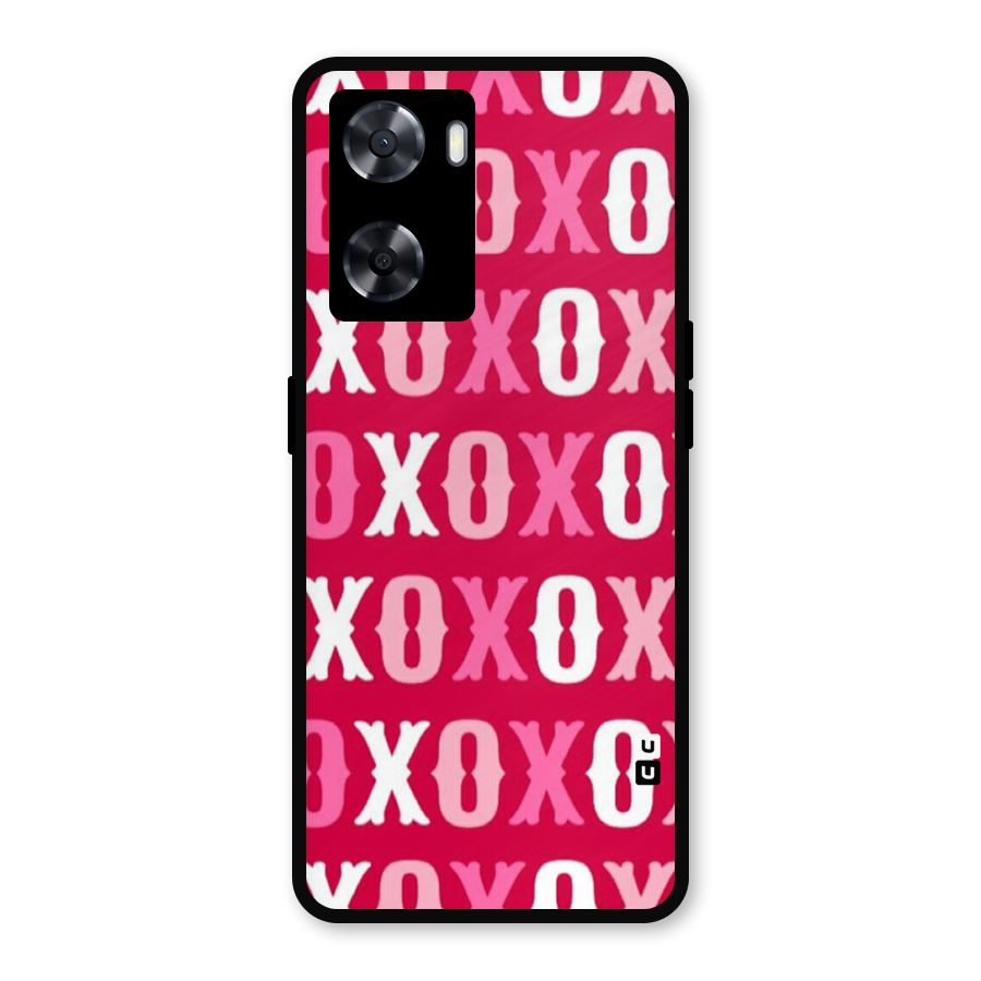 Pink White Xoxo Metal Back Case for Oppo A77s