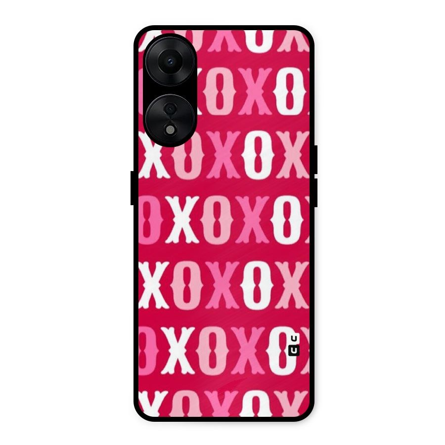 Pink White Xoxo Metal Back Case for Oppo A78 5G