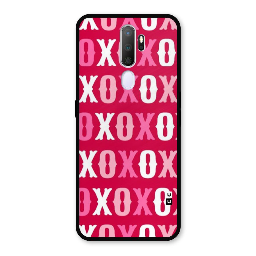 Pink White Xoxo Metal Back Case for Oppo A9 (2020)