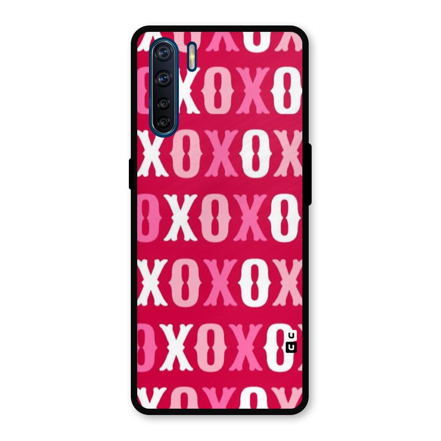Pink White Xoxo Metal Back Case for Oppo F15