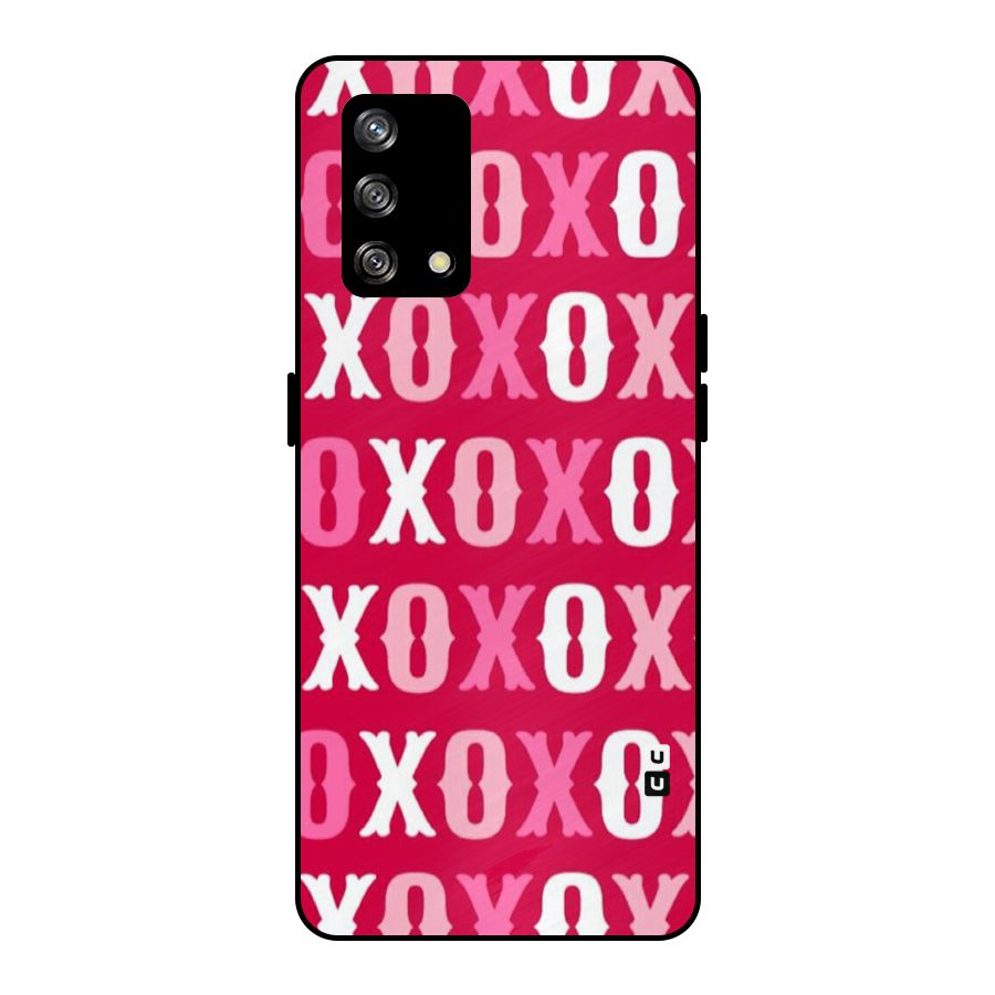 Pink White Xoxo Metal Back Case for Oppo F19