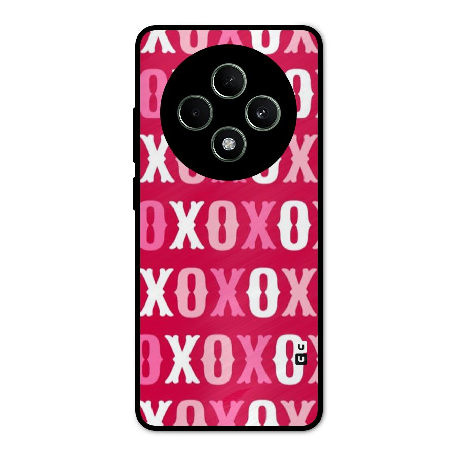 Pink White Xoxo Metal Back Case for Oppo F27