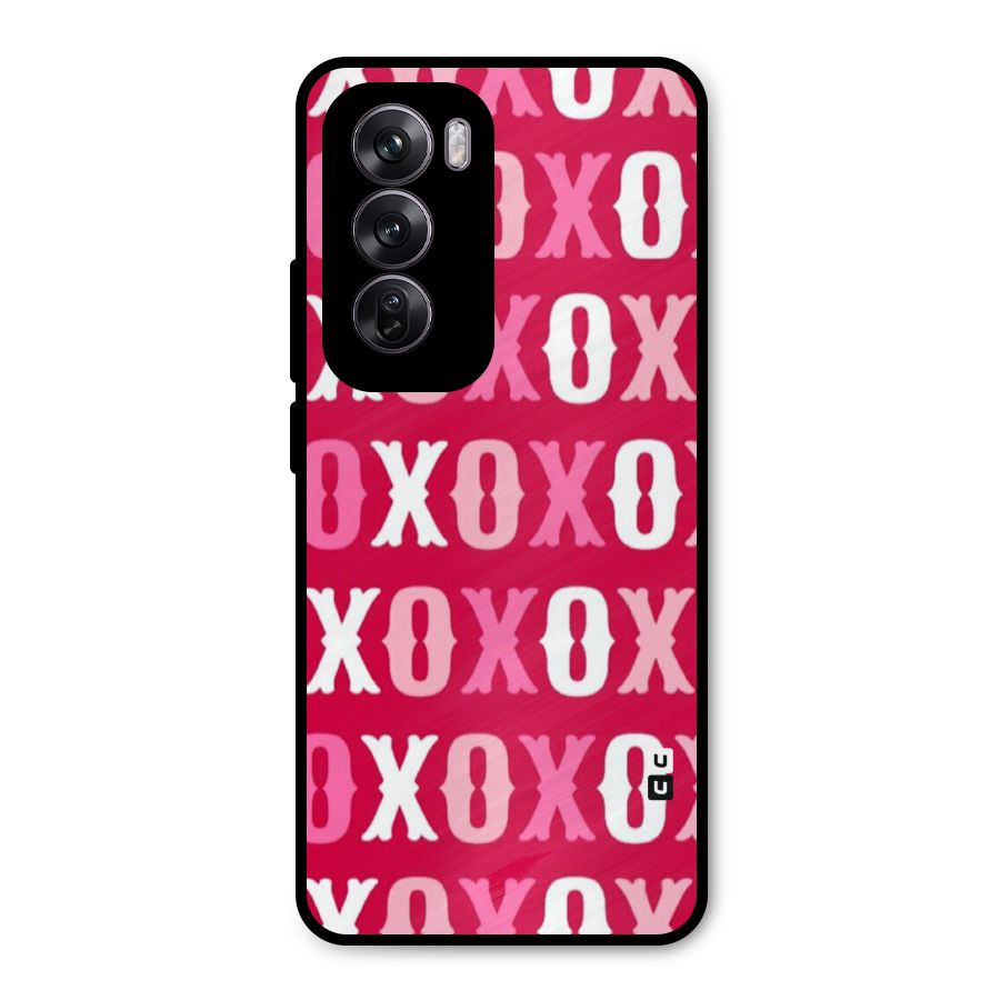 Pink White Xoxo Metal Back Case for Oppo Reno12 Pro