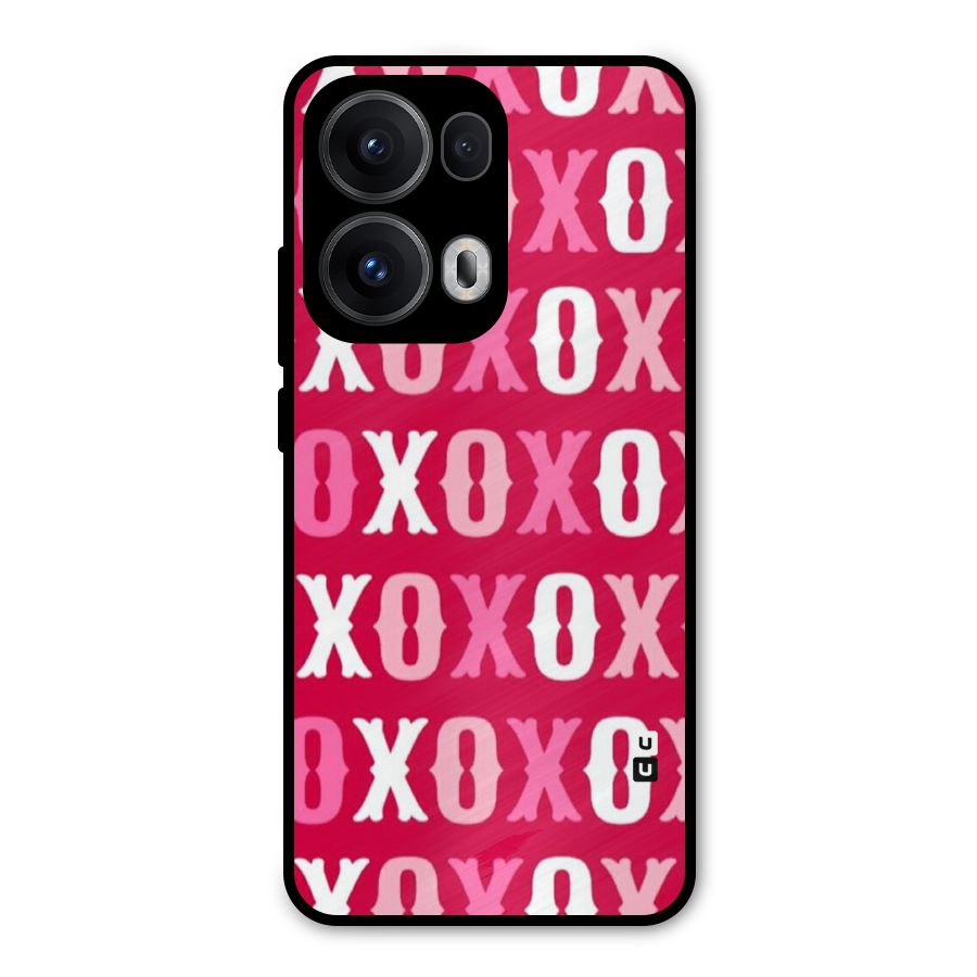 Pink White Xoxo Metal Back Case for Oppo Reno13 Pro