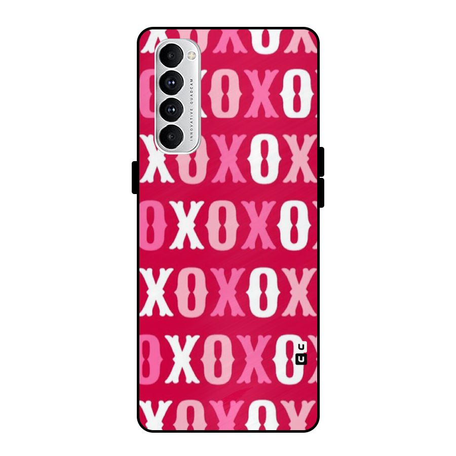 Pink White Xoxo Metal Back Case for Oppo Reno4 Pro
