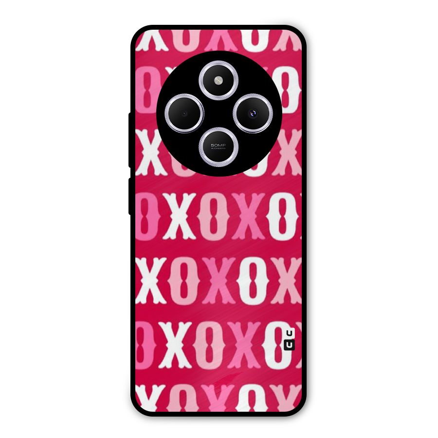 Pink White Xoxo Metal Back Case for Poco C75 5G