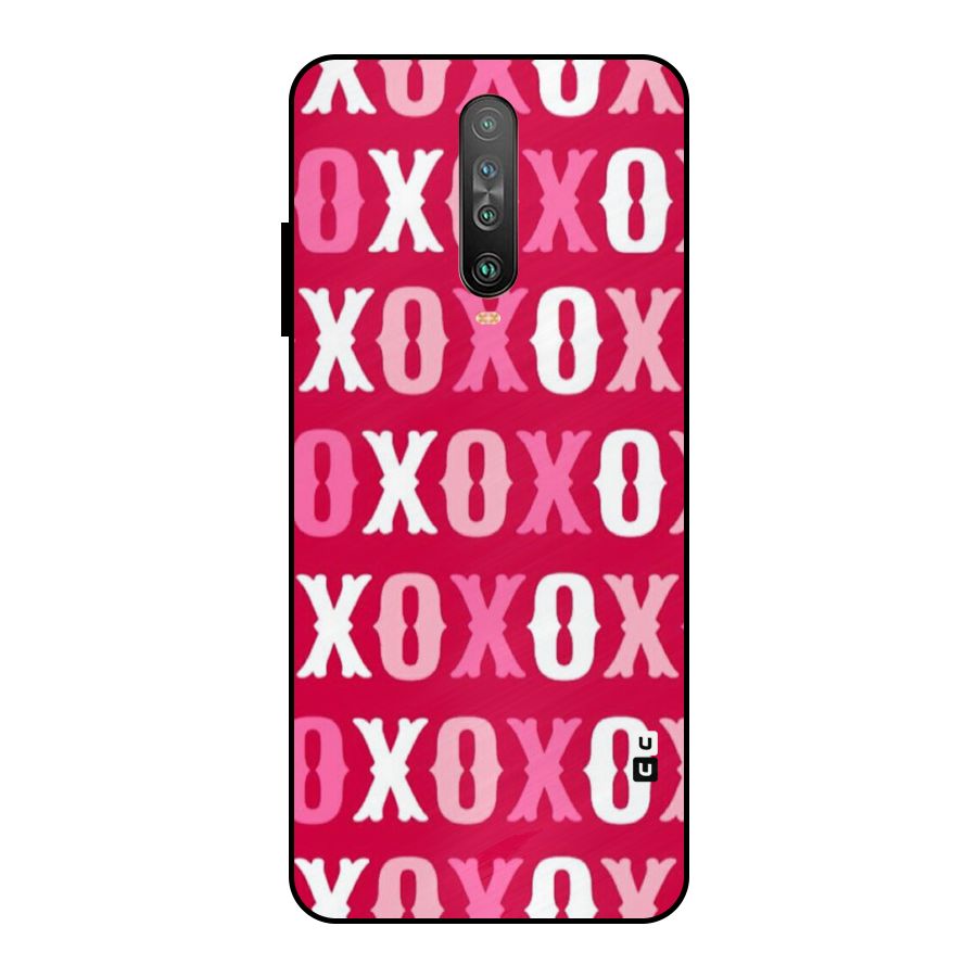 Pink White Xoxo Metal Back Case for Poco X2
