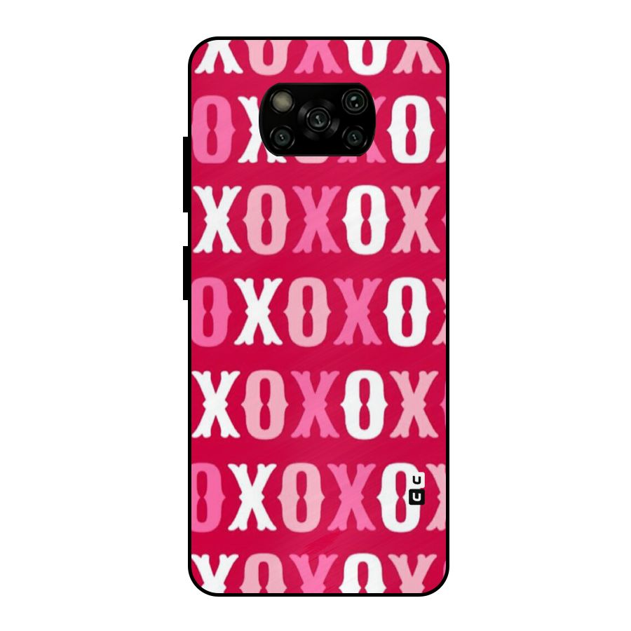 Pink White Xoxo Metal Back Case for Poco X3