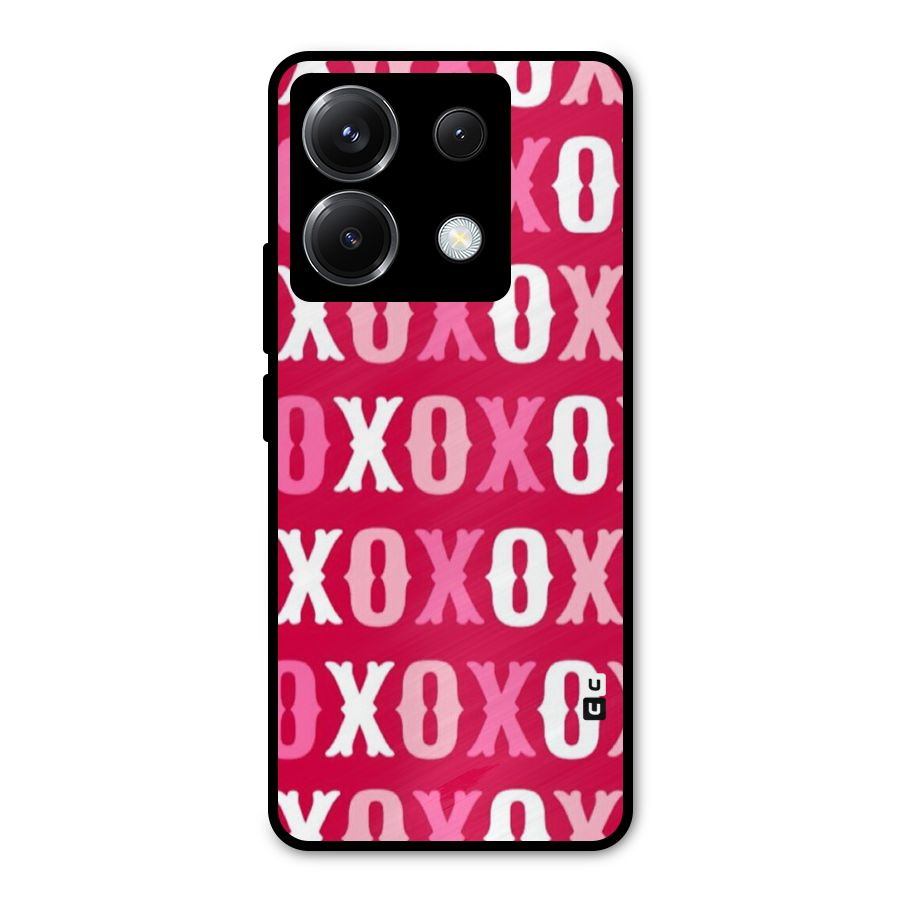 Pink White Xoxo Metal Back Case for Poco X6