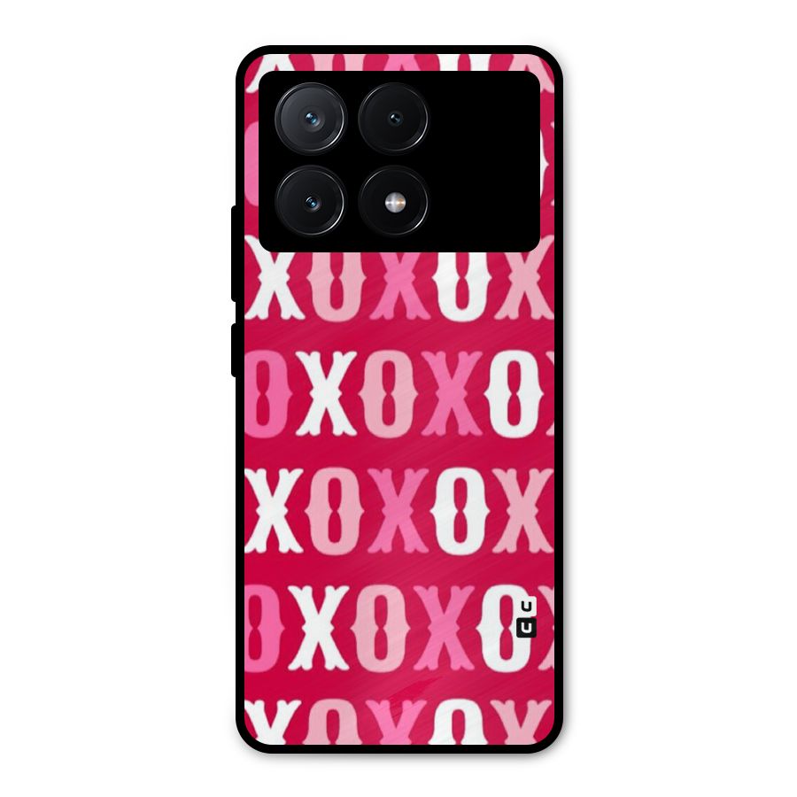 Pink White Xoxo Metal Back Case for Poco X6 Pro