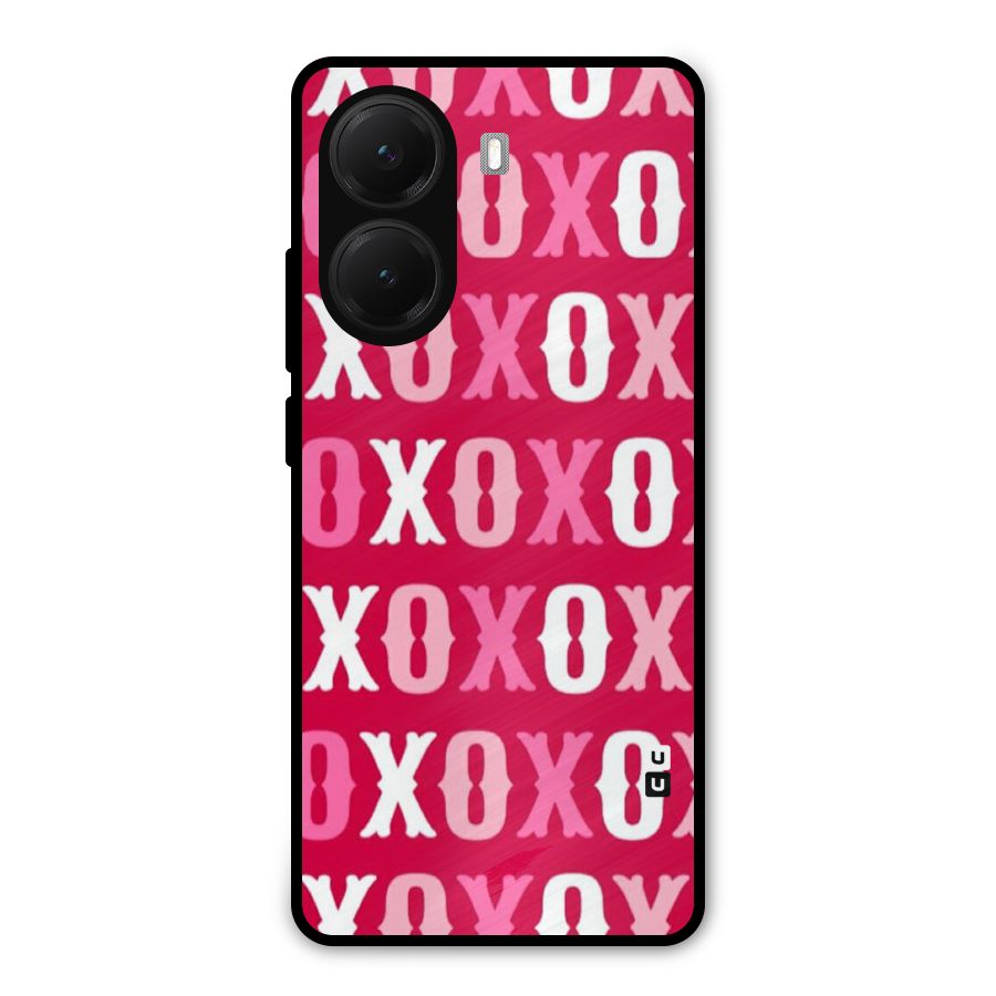 Pink White Xoxo Metal Back Case for Poco X7 Pro