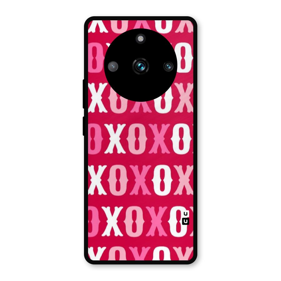Pink White Xoxo Metal Back Case for Realme 11 Pro Plus