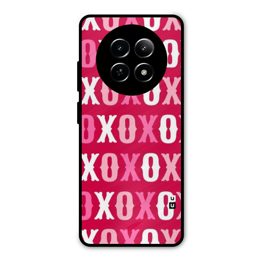 Pink White Xoxo Metal Back Case for Realme 12x 5G