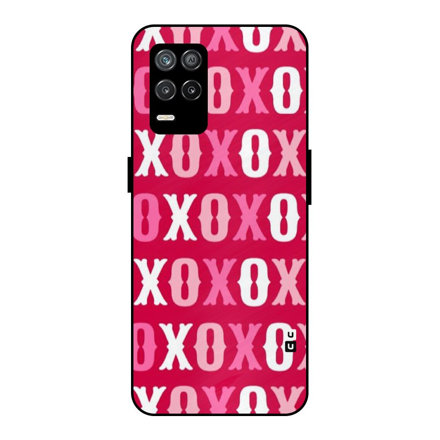 Pink White Xoxo Metal Back Case for Realme 8s 5G