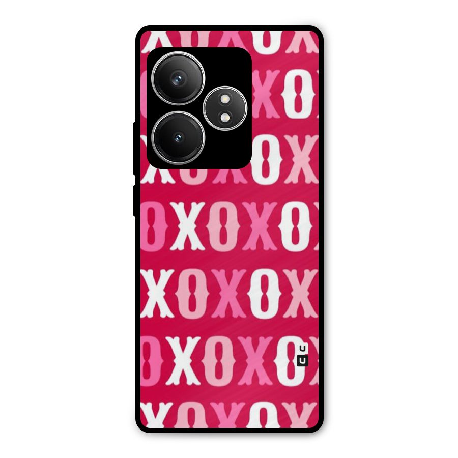 Pink White Xoxo Metal Back Case for Realme GT 6T