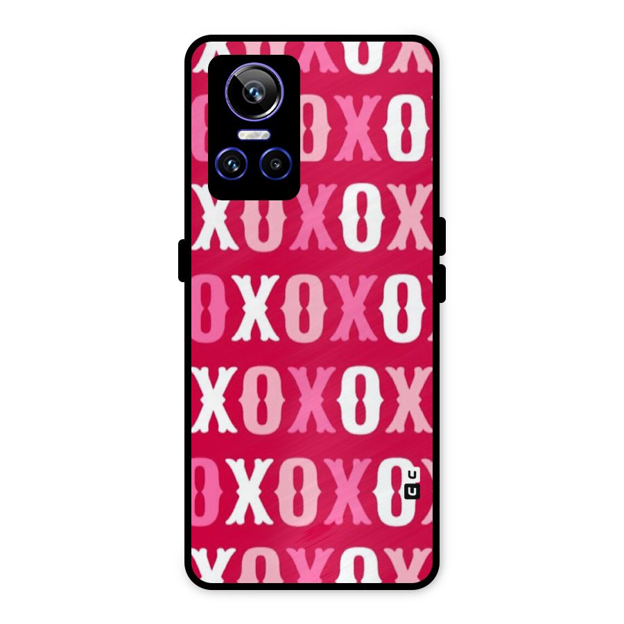 Pink White Xoxo Metal Back Case for Realme GT Neo 3
