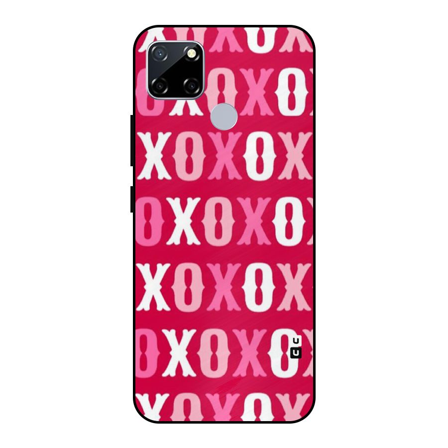 Pink White Xoxo Metal Back Case for Realme Narzo 20