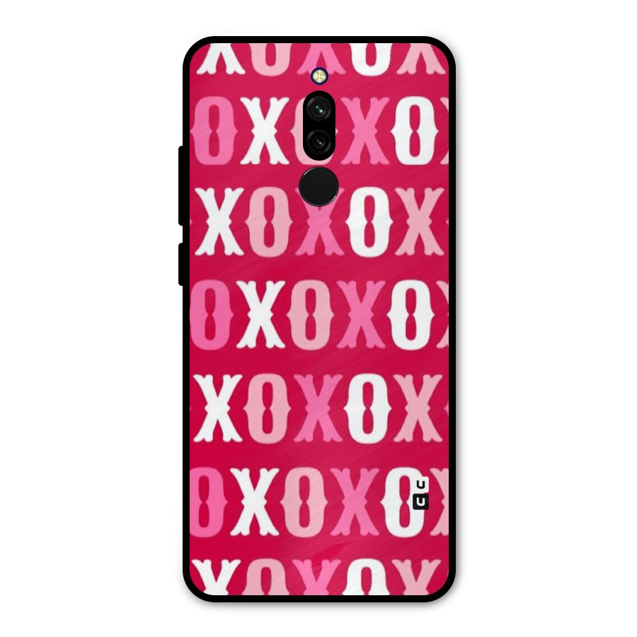 Pink White Xoxo Metal Back Case for Redmi 8