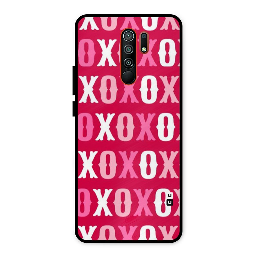 Pink White Xoxo Metal Back Case for Redmi 9 Prime