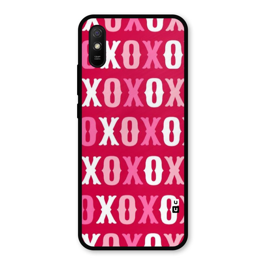 Pink White Xoxo Metal Back Case for Redmi 9i