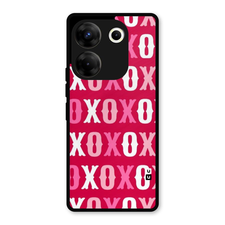 Pink White Xoxo Metal Back Case for Tecno Camon 20