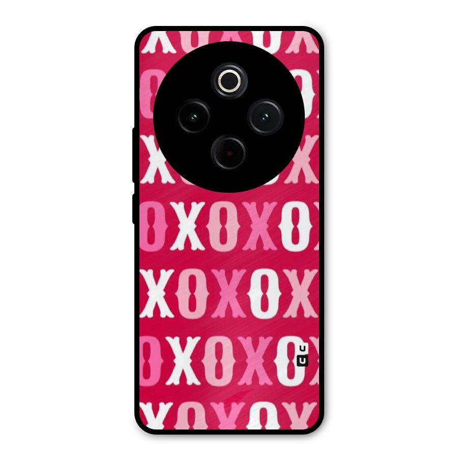 Pink White Xoxo Metal Back Case for Vivo T4