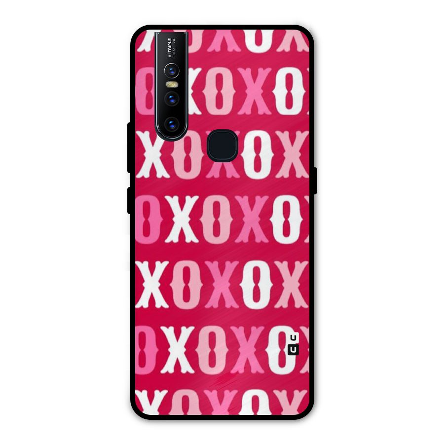 Pink White Xoxo Metal Back Case for Vivo V15