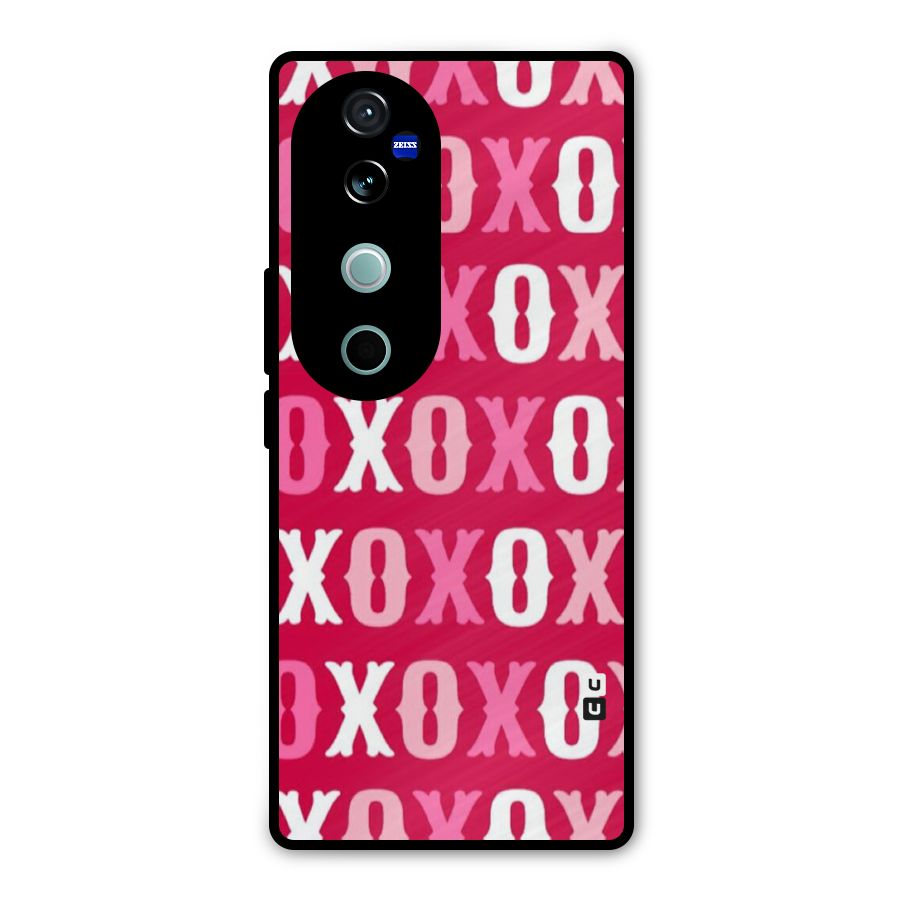 Pink White Xoxo Metal Back Case for Vivo V40
