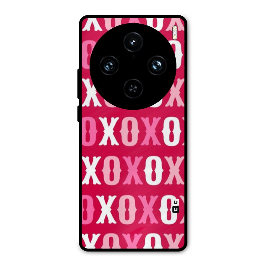 Pink White Xoxo Metal Back Case for Vivo X100 Pro