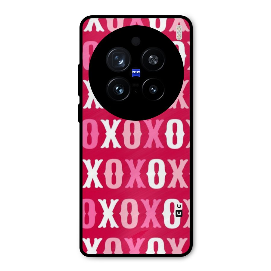 Pink White Xoxo Metal Back Case for Vivo X200 Pro