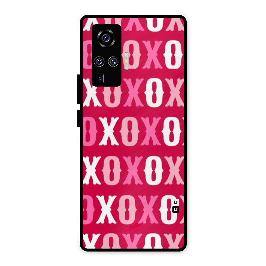 Pink White Xoxo Metal Back Case for Vivo X50 Pro
