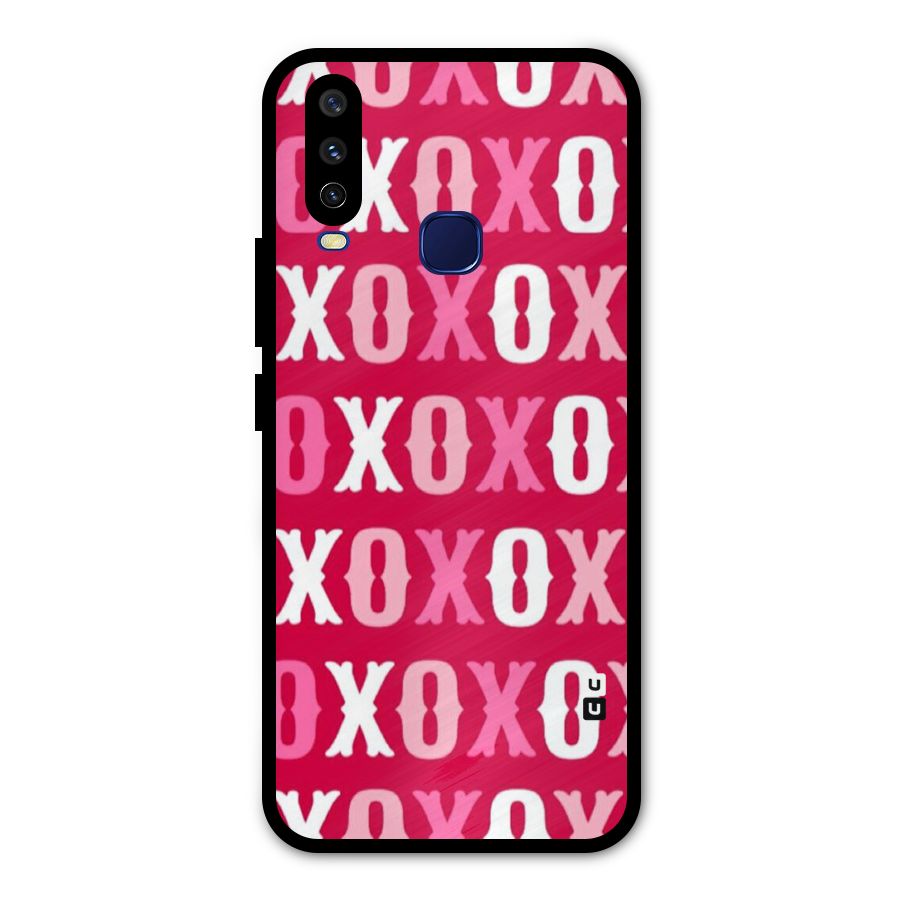 Pink White Xoxo Metal Back Case for Vivo Y12