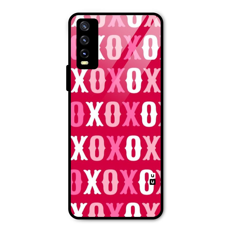 Pink White Xoxo Metal Back Case for Vivo Y20