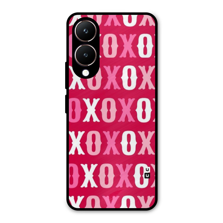 Pink White Xoxo Metal Back Case for Vivo Y28