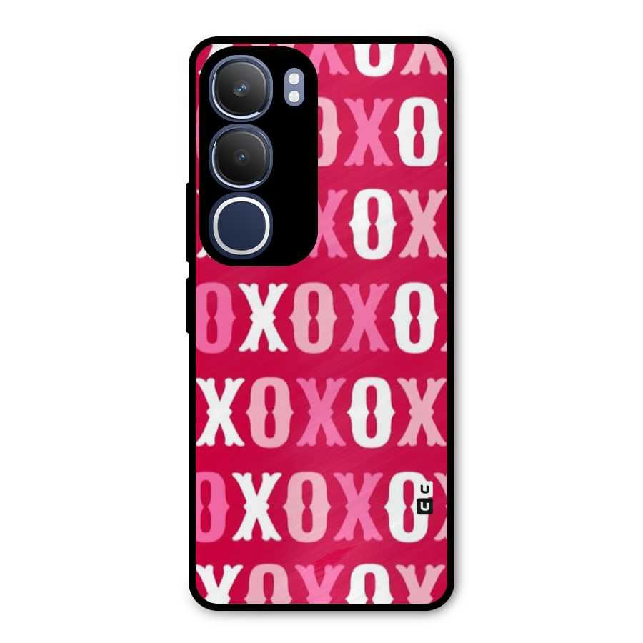Pink White Xoxo Metal Back Case for Vivo Y29