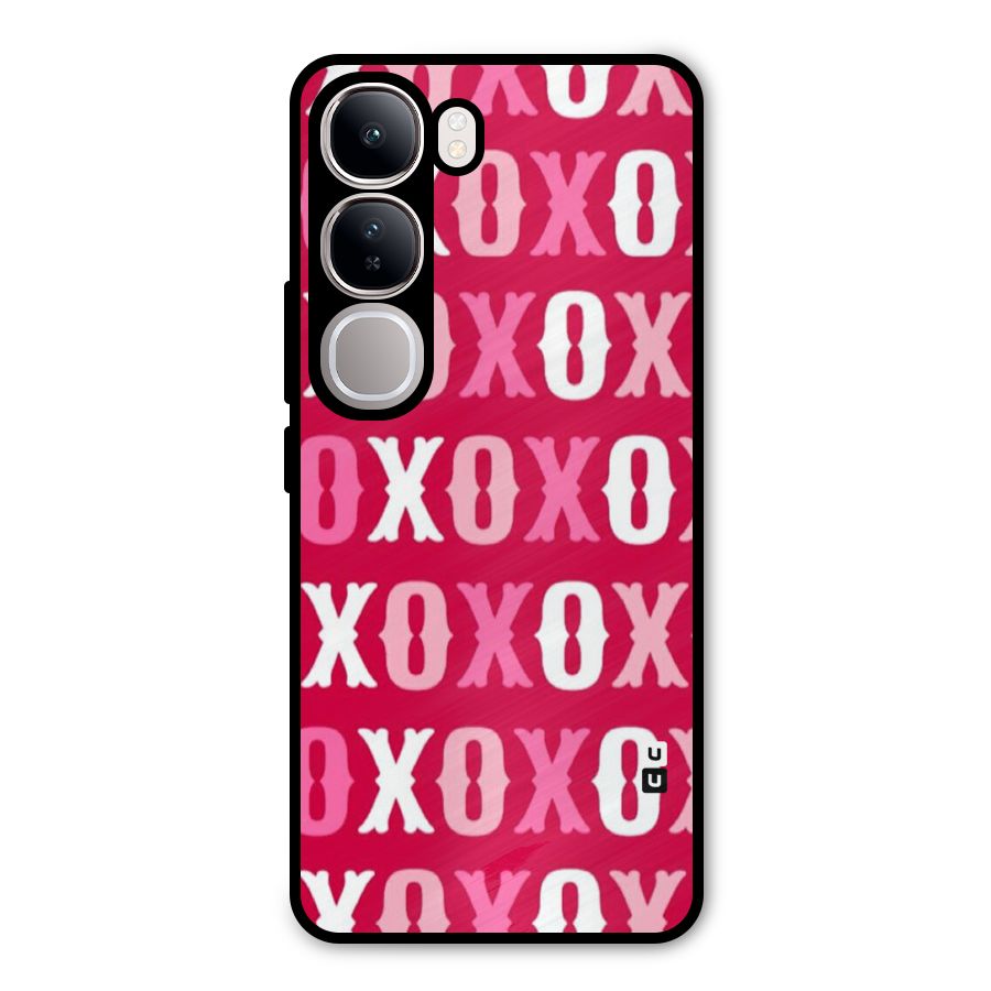 Pink White Xoxo Metal Back Case for Vivo Y300