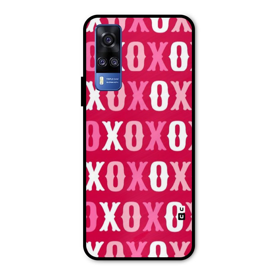 Pink White Xoxo Metal Back Case for Vivo Y31
