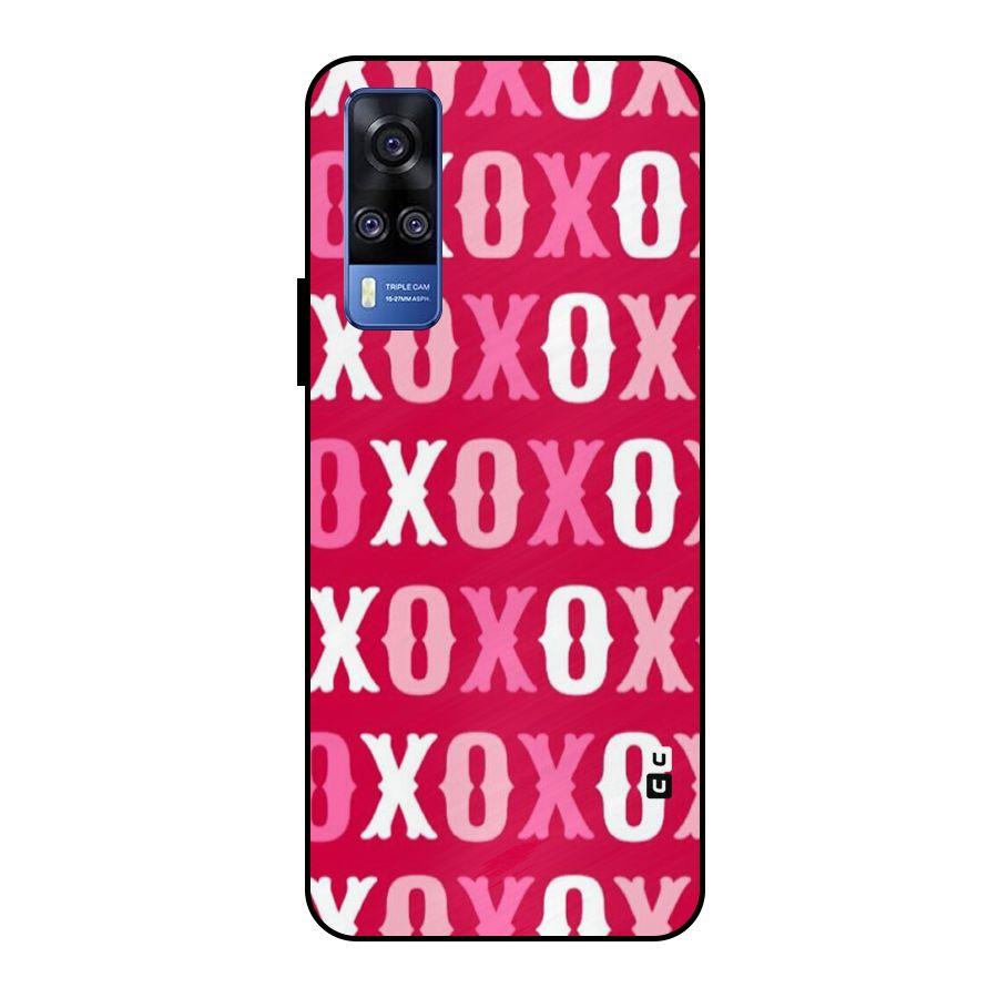 Pink White Xoxo Metal Back Case for Vivo Y51