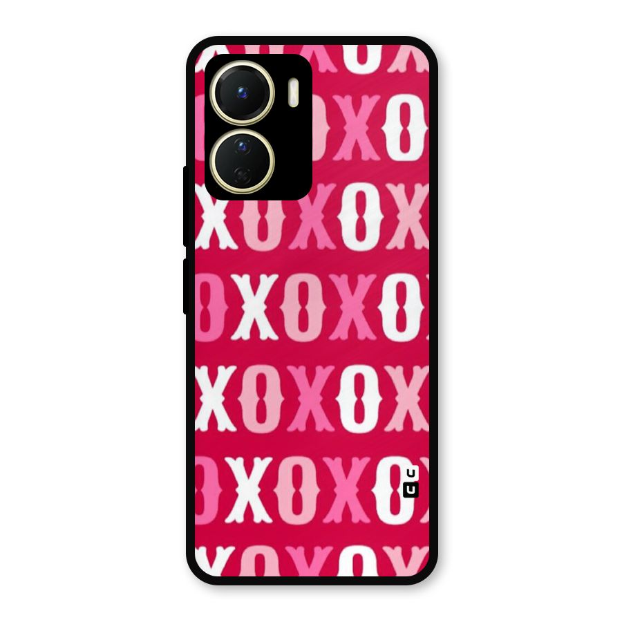 Pink White Xoxo Metal Back Case for Vivo Y56