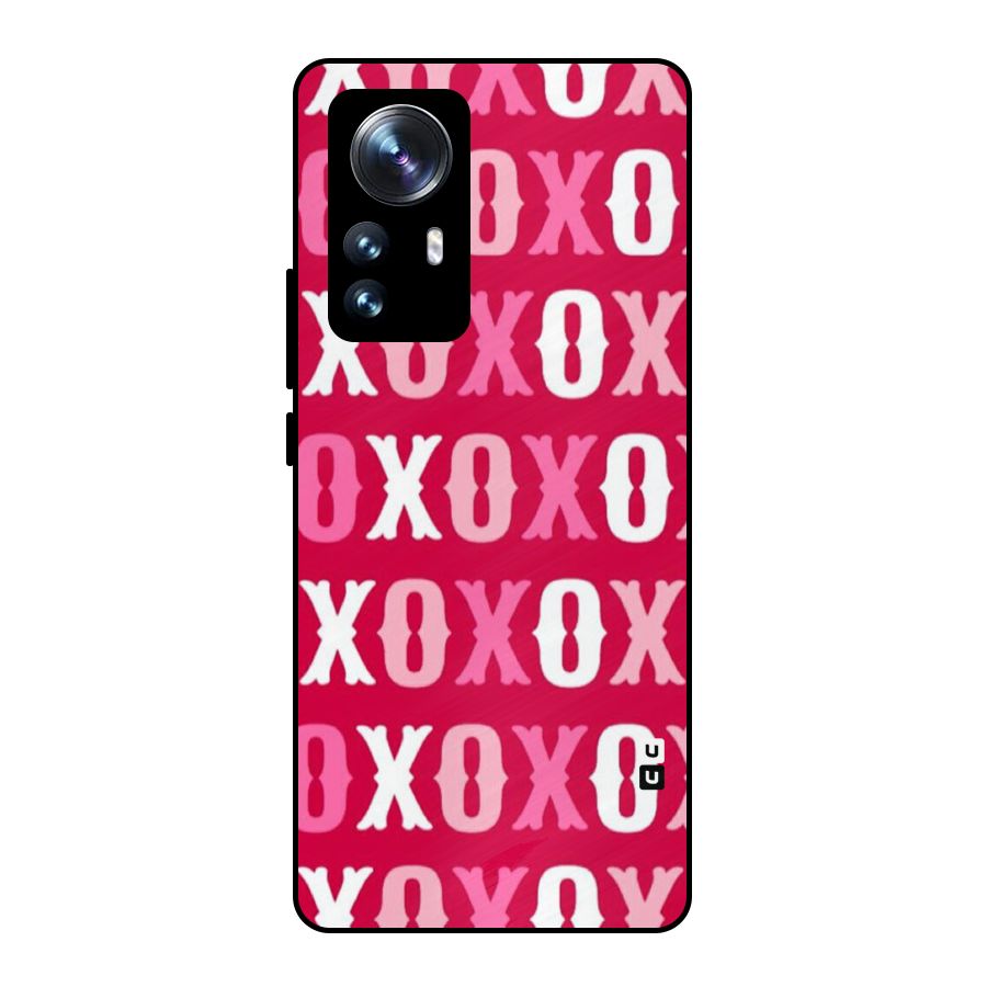 Pink White Xoxo Metal Back Case for Xiaomi 12 Pro