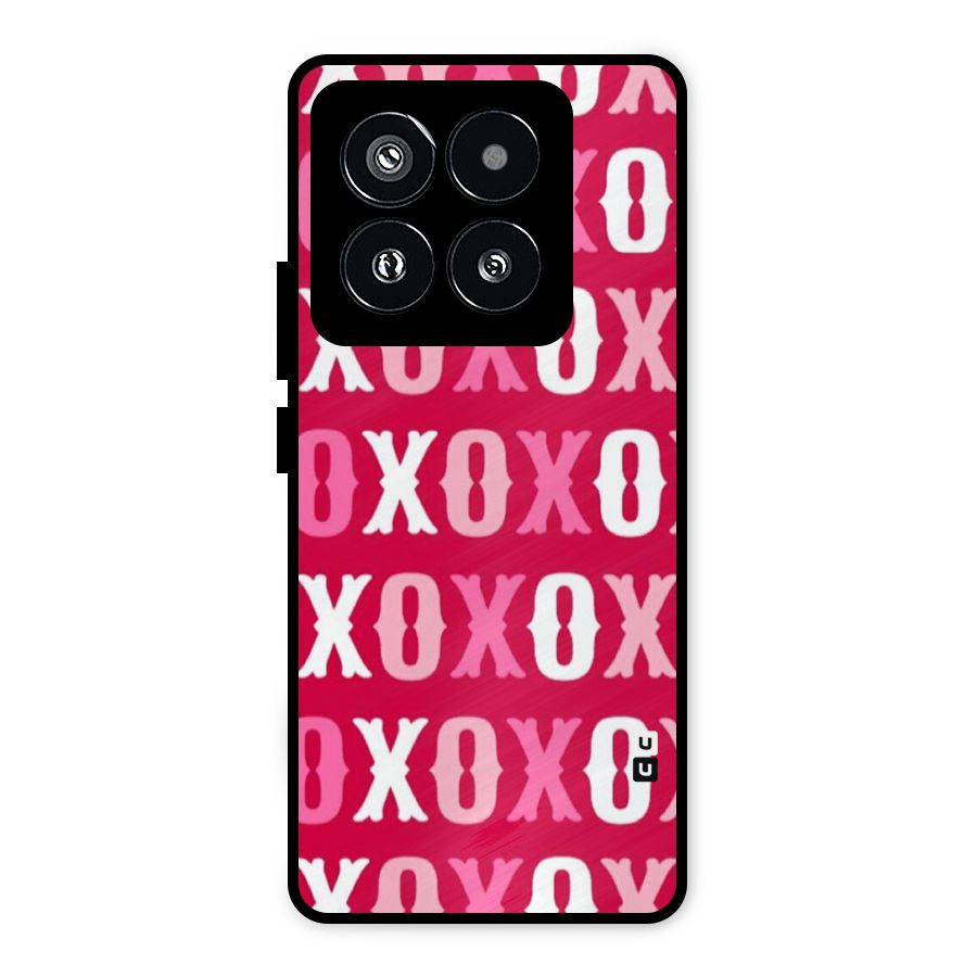 Pink White Xoxo Metal Back Case for Xiaomi 14 Pro