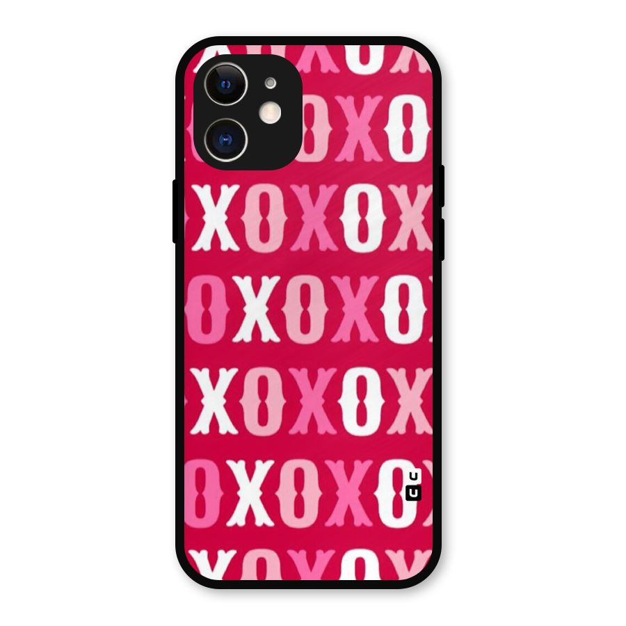 Pink White Xoxo Metal Back Case for iPhone 12